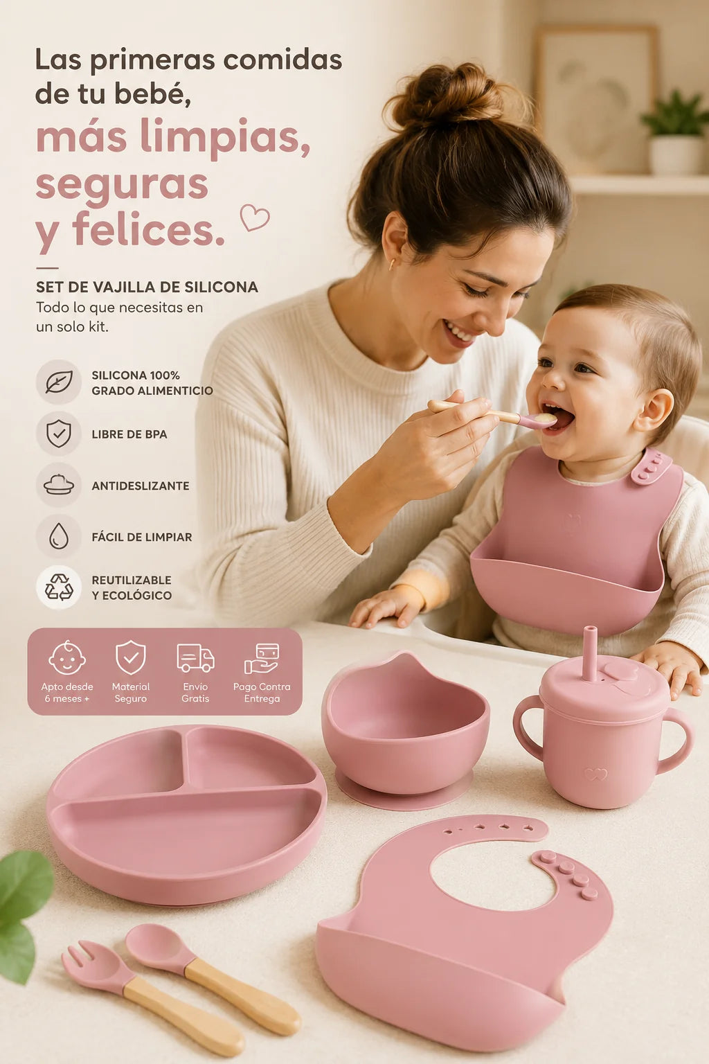Set De Vajilla Silicona Para Bebés Plato