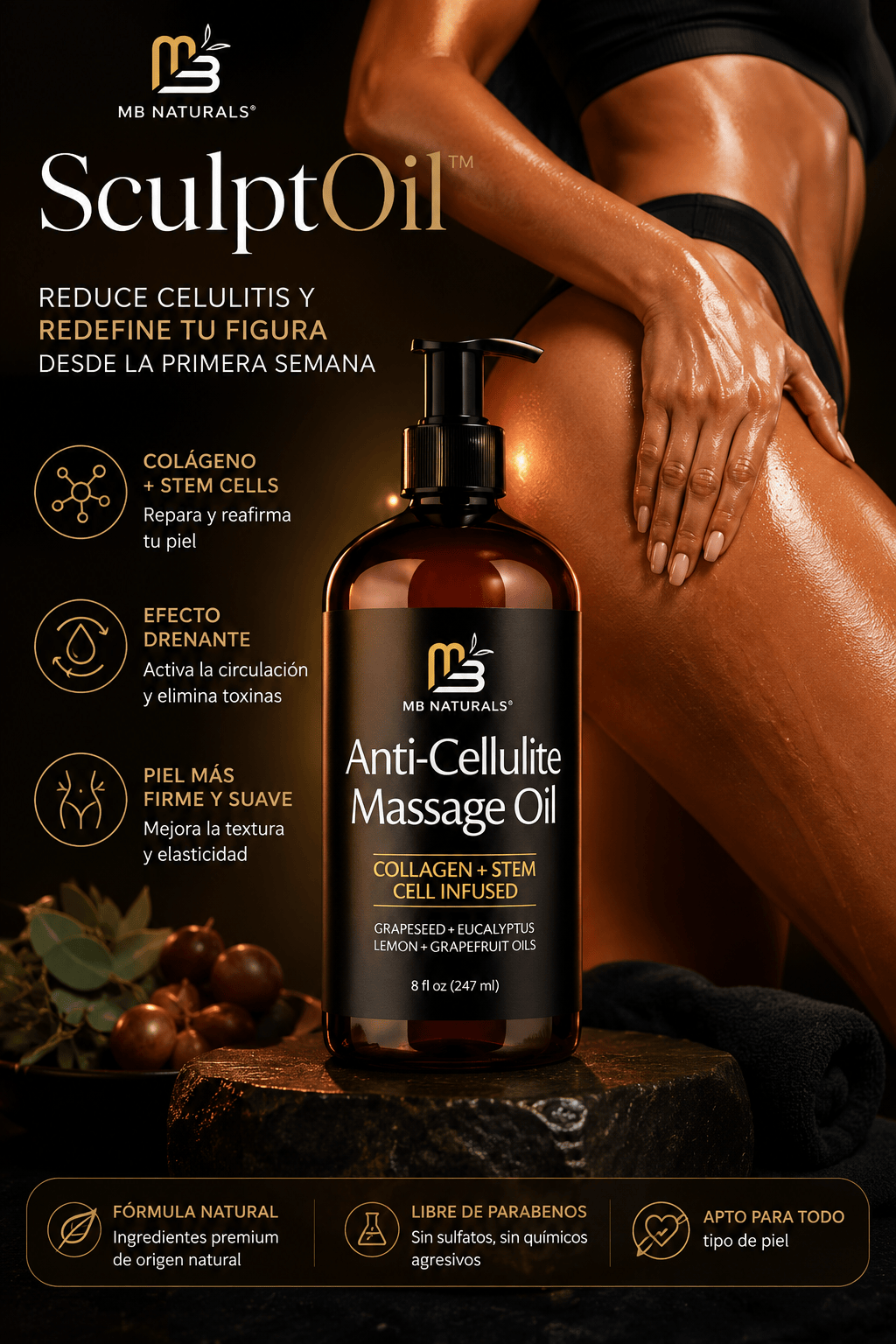 M3naturals Celulitis Oil Massage 400ml